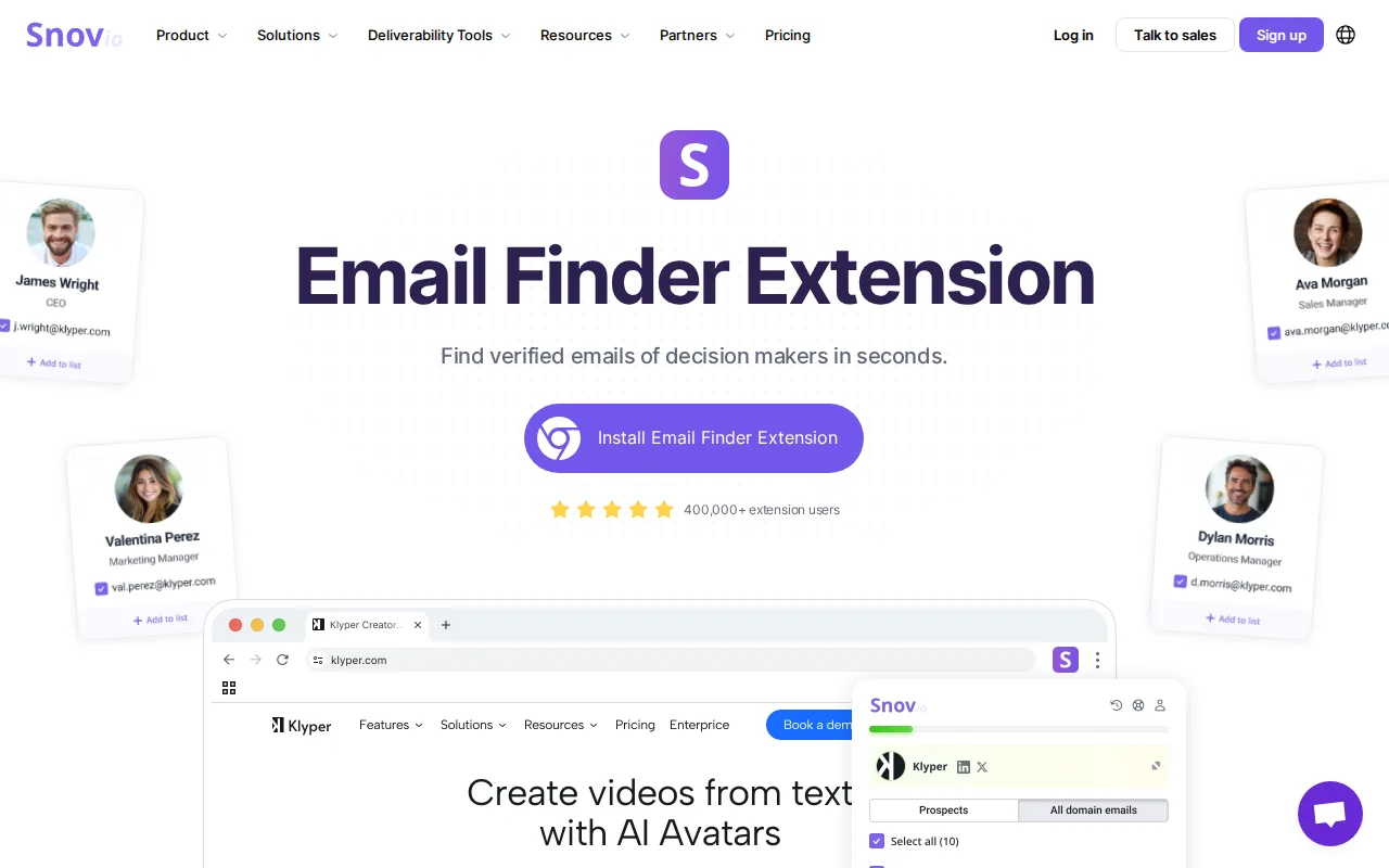 Snov.io: visual reference for 7. Snov.io