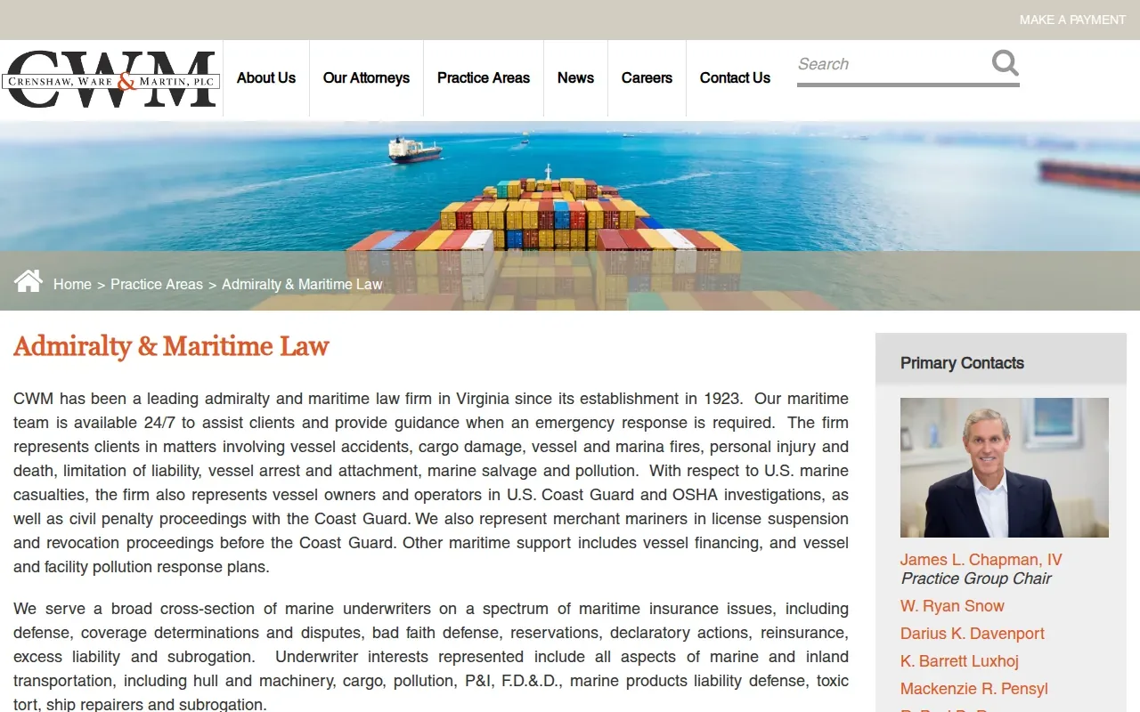 Screenshot of the CWM Law website