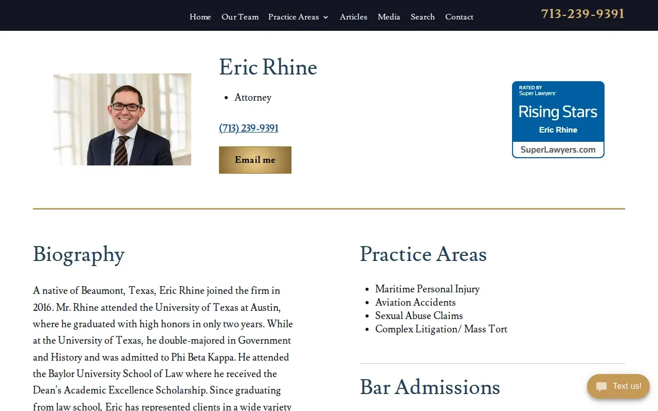 Screenshot of the Eric Rhine website