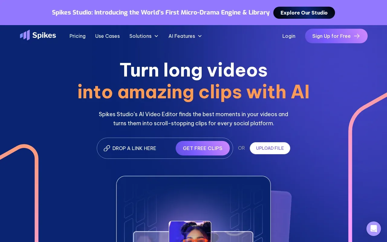 Screenshot of the Spikes Studio website