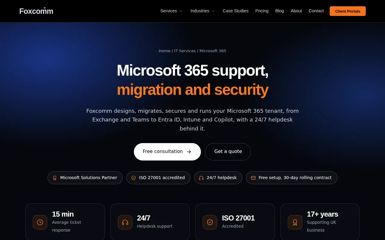 Screenshot of the Foxcomm website