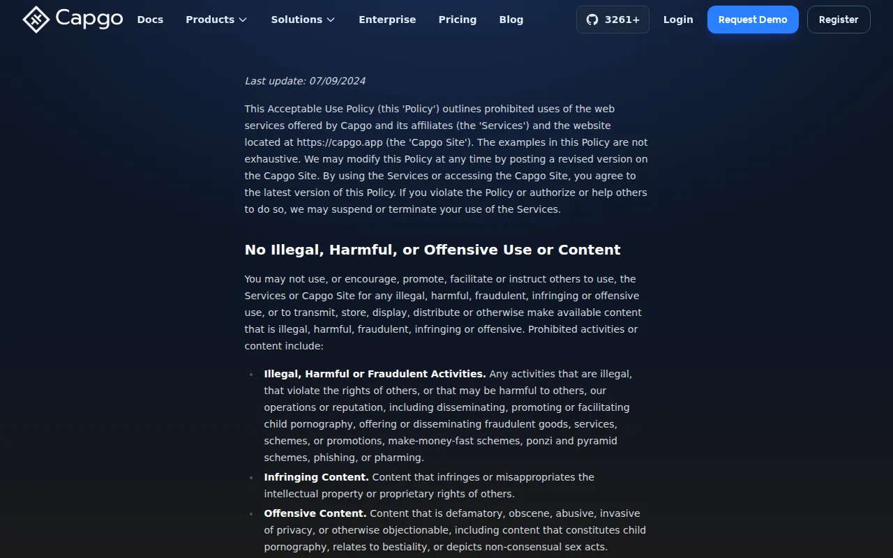 Capgo homepage screenshot