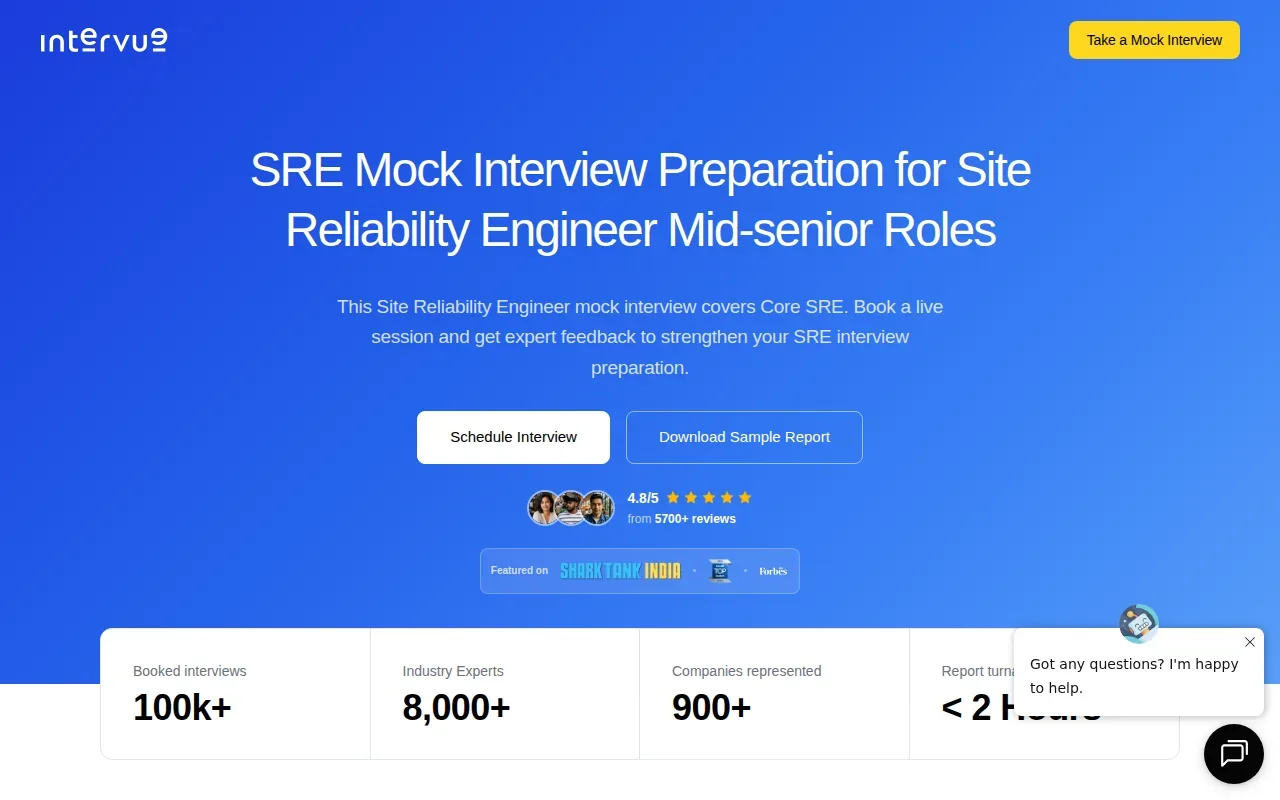Screenshot of the Intervue website