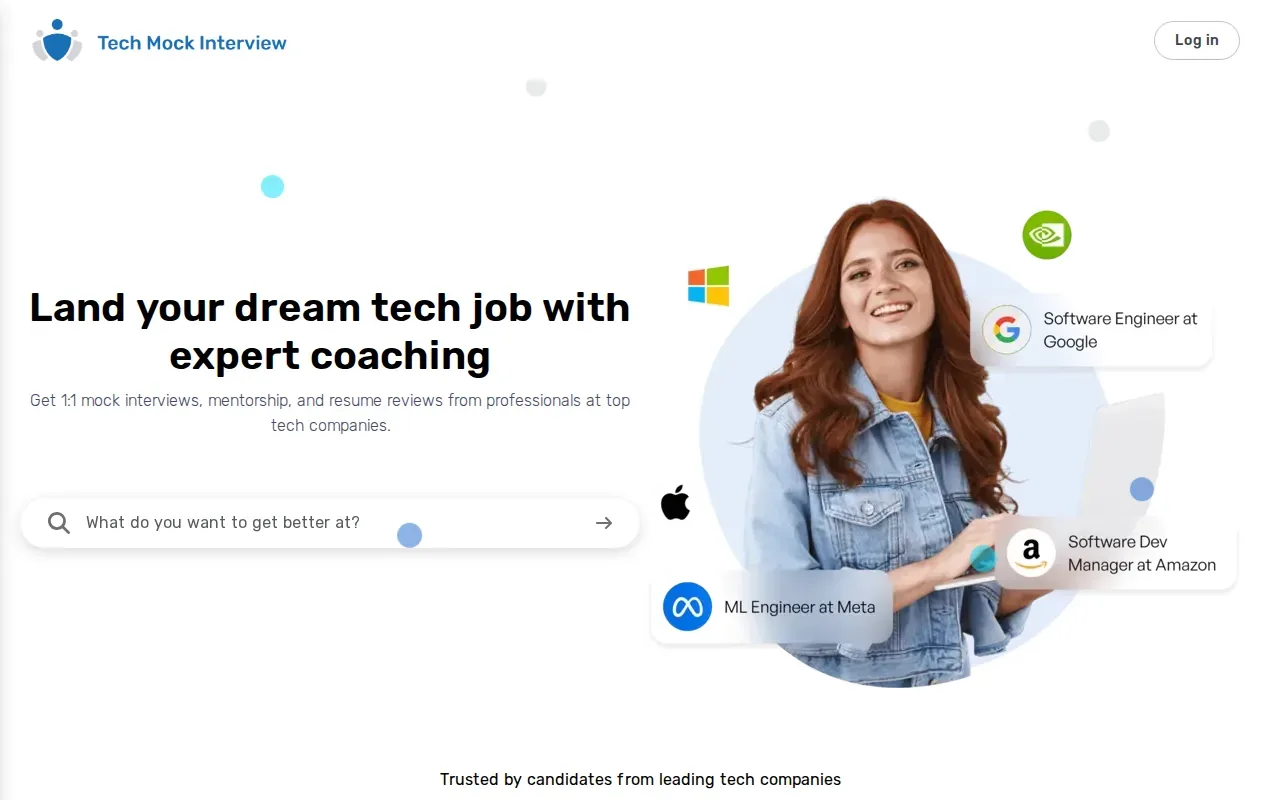Screenshot of the TechMockInterview website
