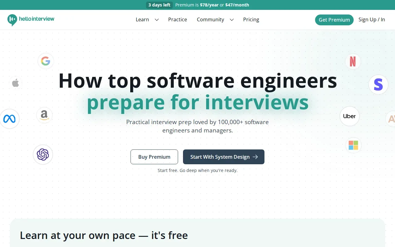 Screenshot of the Hello Interview website