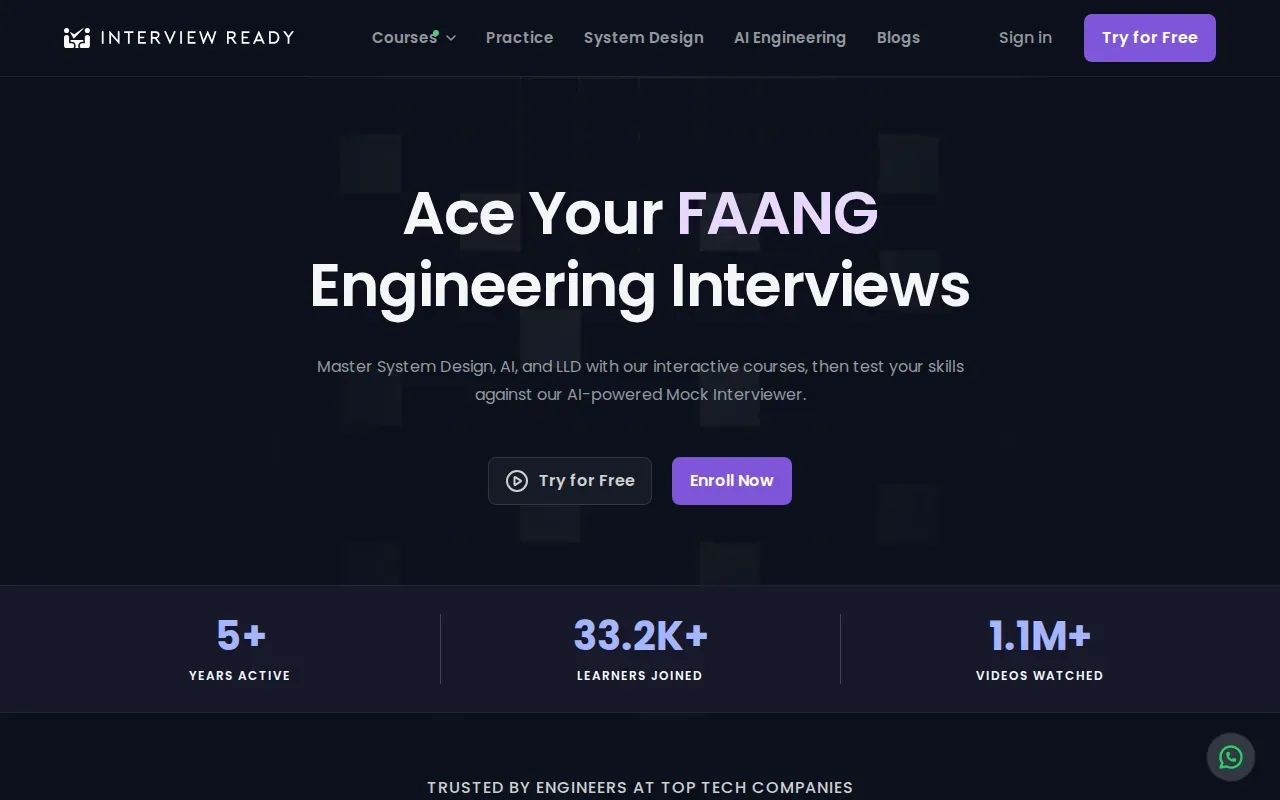 Screenshot of the Interview Ready website