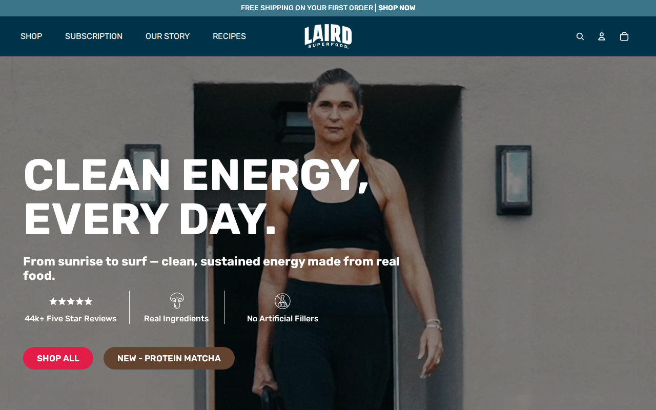 Laird Superfood official homepage for mushroom coffee