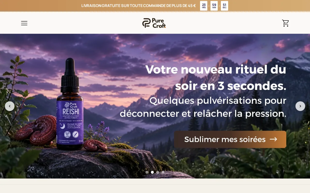 Screenshot of the Pure Croft website