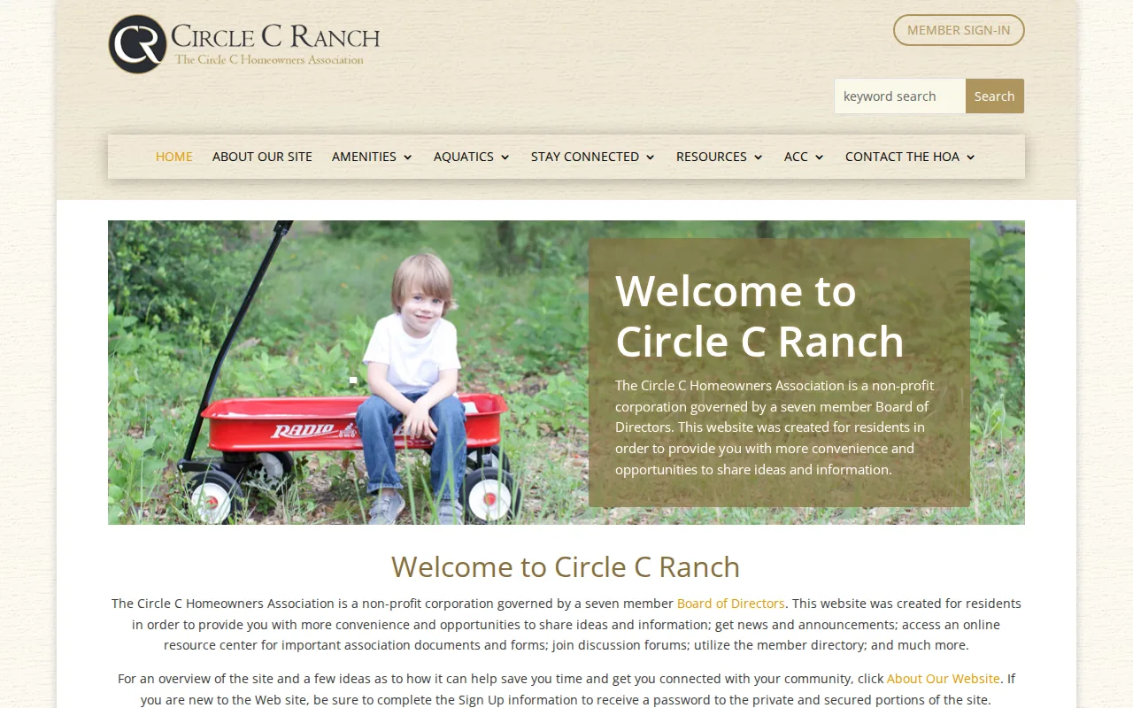 Screenshot of the Circle C Ranch website
