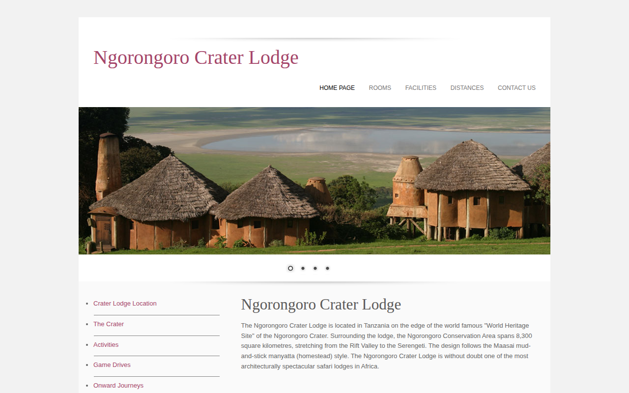 crater Lodge homepage screenshot