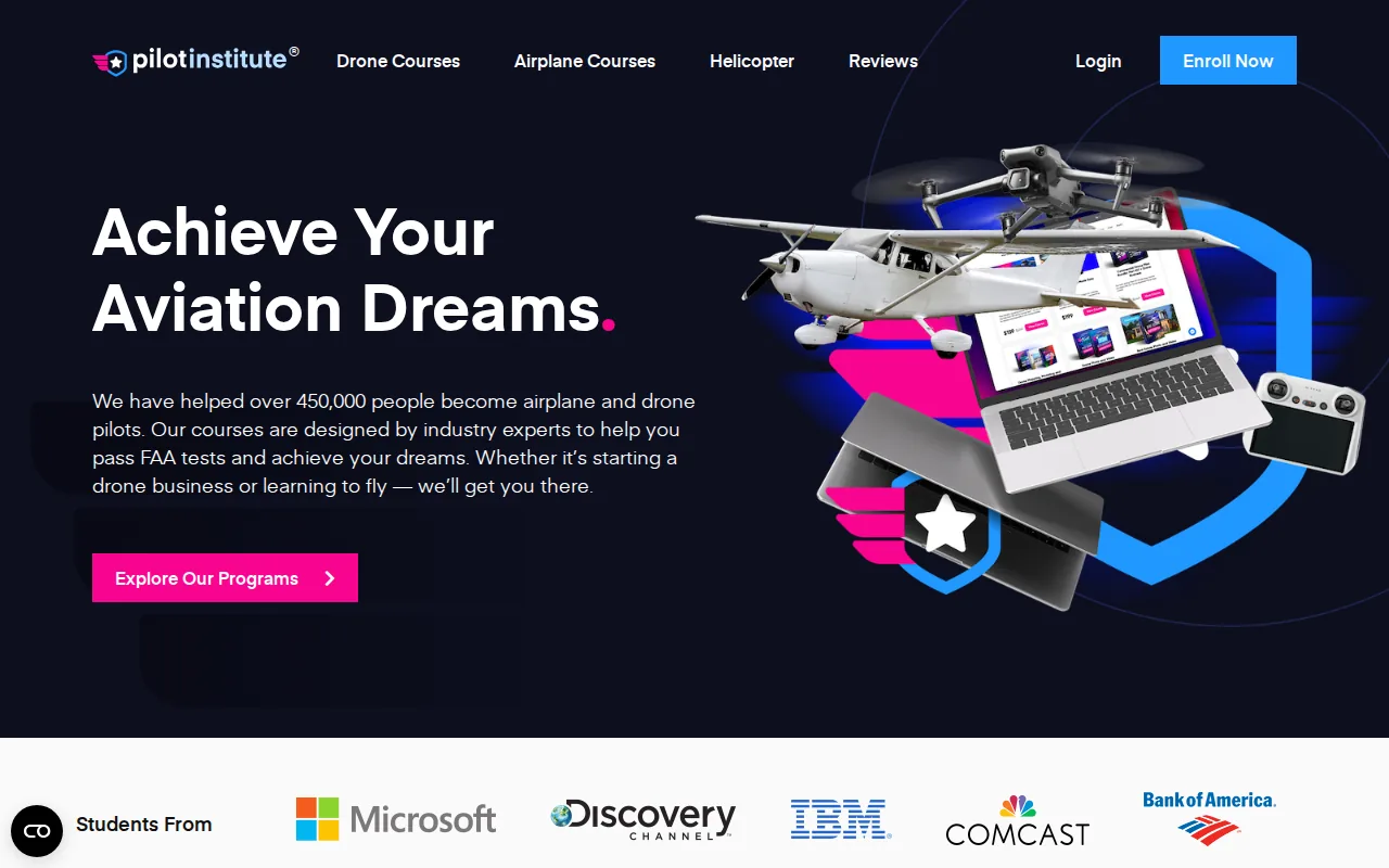 Screenshot of the Pilot Institute website