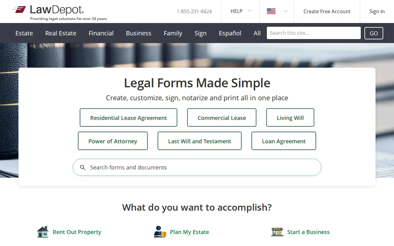 LawDepot: visual reference for 4. LawDepot, Traceable forms for individuals and small businesses