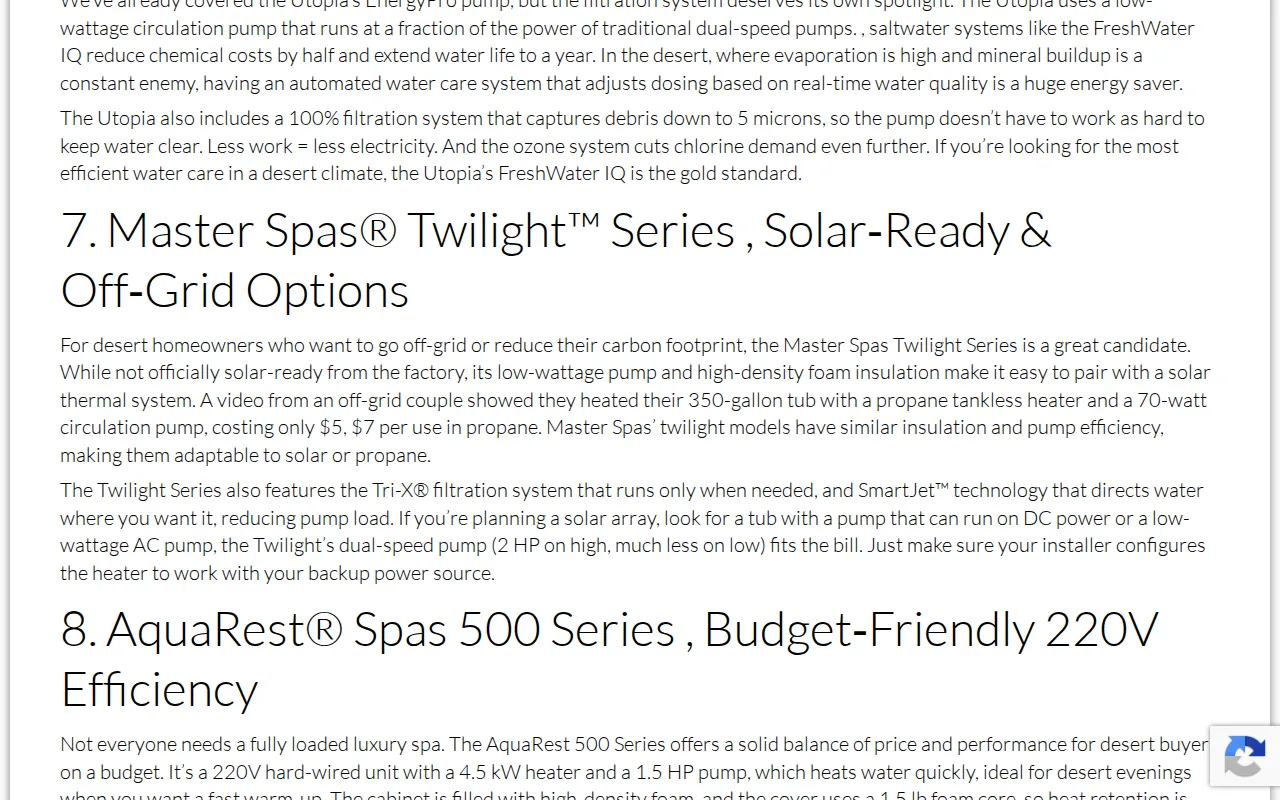Master Spas Twilight Series: visual reference for 6. Master Spas Twilight Series – Low‑Wattage Pump and Solar Compatible
