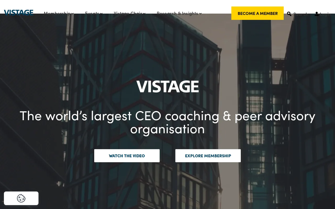 Screenshot of the Vistage website
