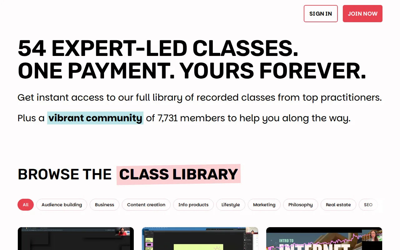Screenshot of the Small Bets website