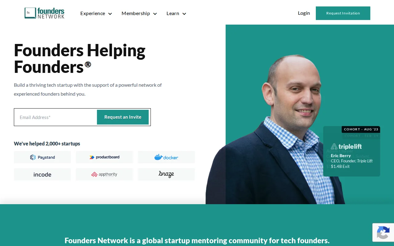 Screenshot of the Founders Network website