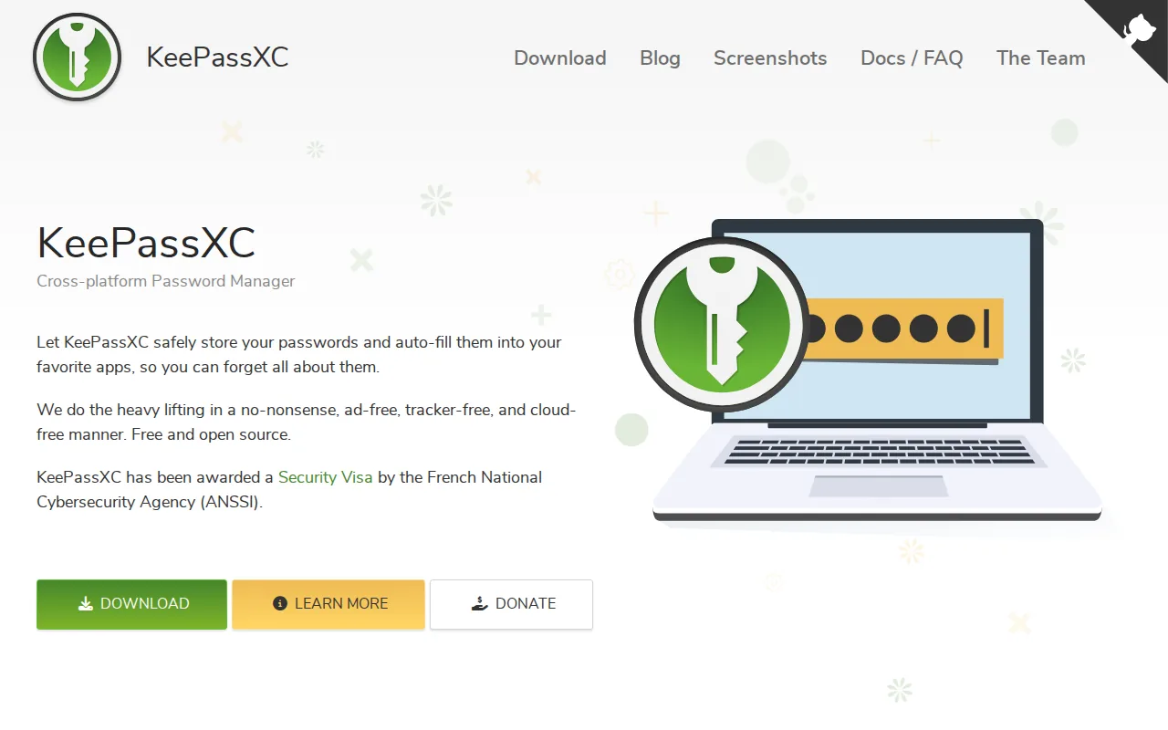 Screenshot of the KeePassXC website