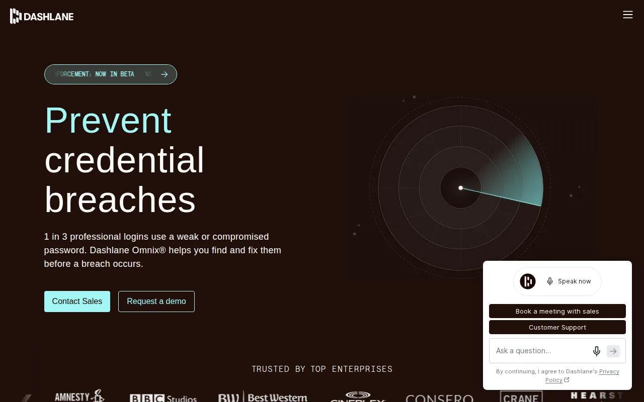 Screenshot of the Dashlane website