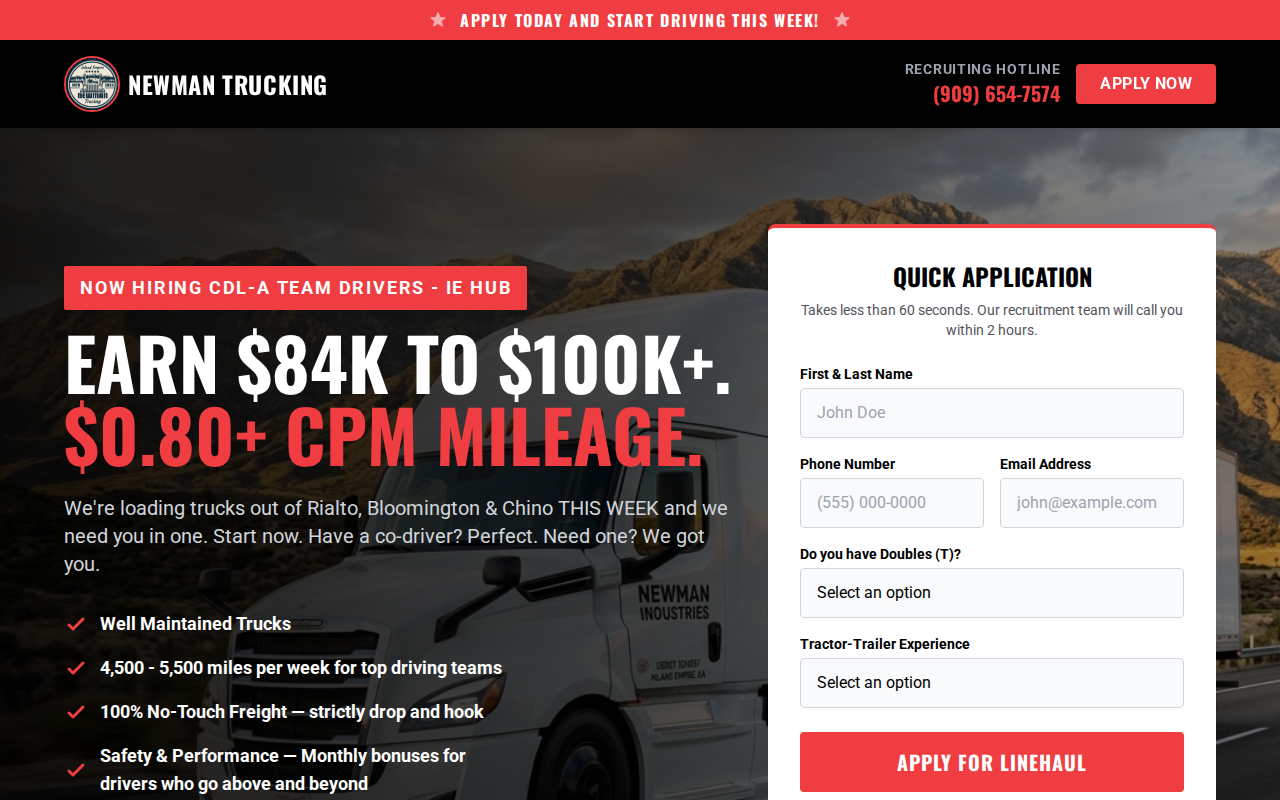CDL Jobs Inland Empire homepage screenshot