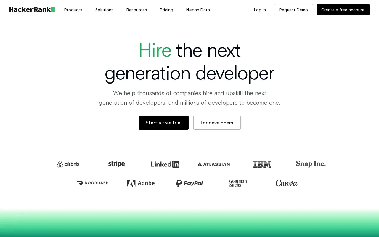 Screenshot of the HackerRank website