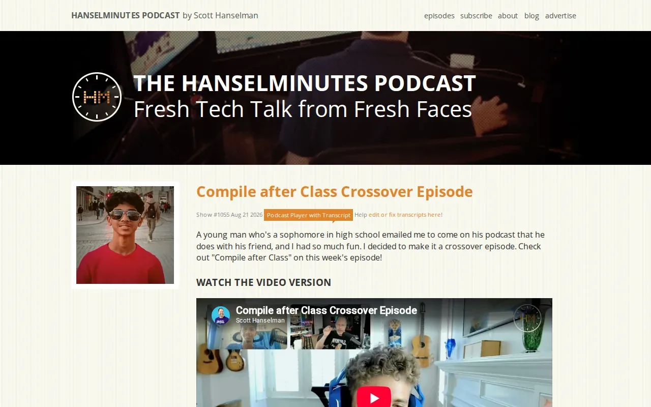 Screenshot of the Hanselminutes website