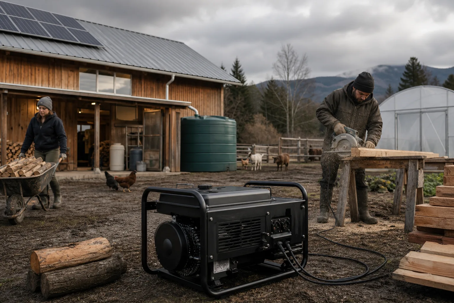 Illustration for Higher-output portable diesel generator for a working homestead
