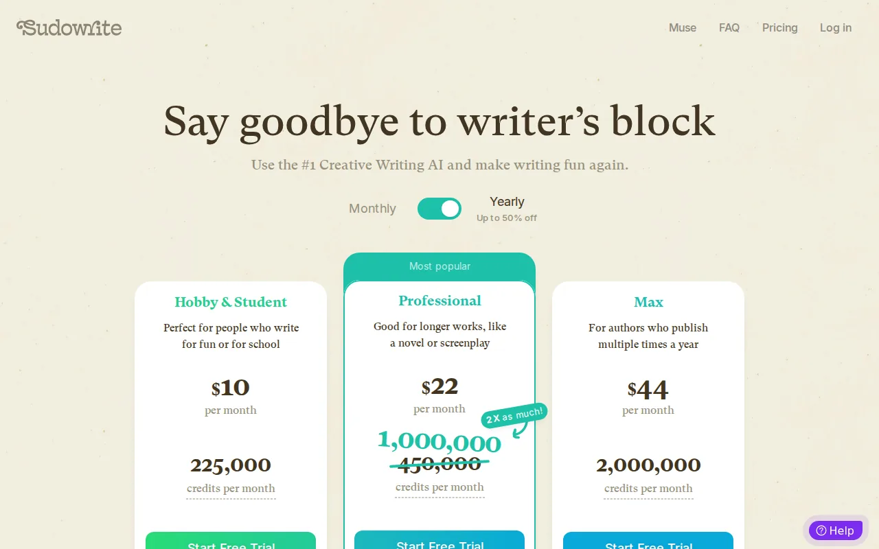 Sudowrite: visual reference for 3. Sudowrite, Creative support for stories and ideas