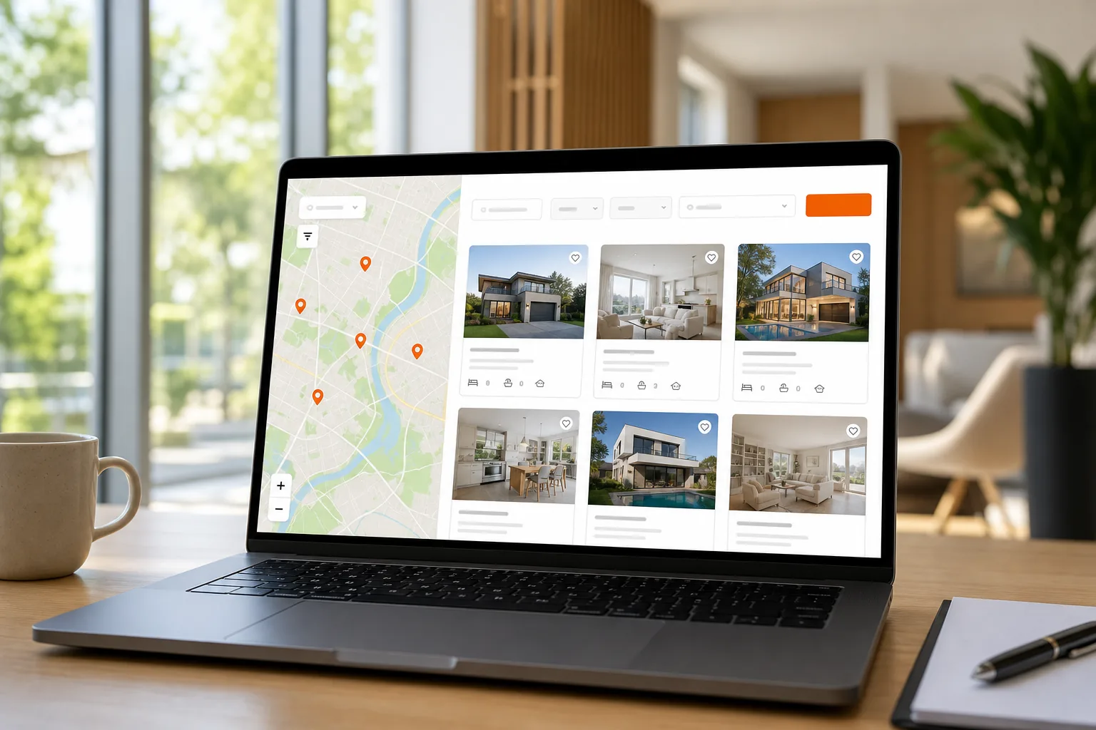 Real estate website showing accurate property listings and map search.