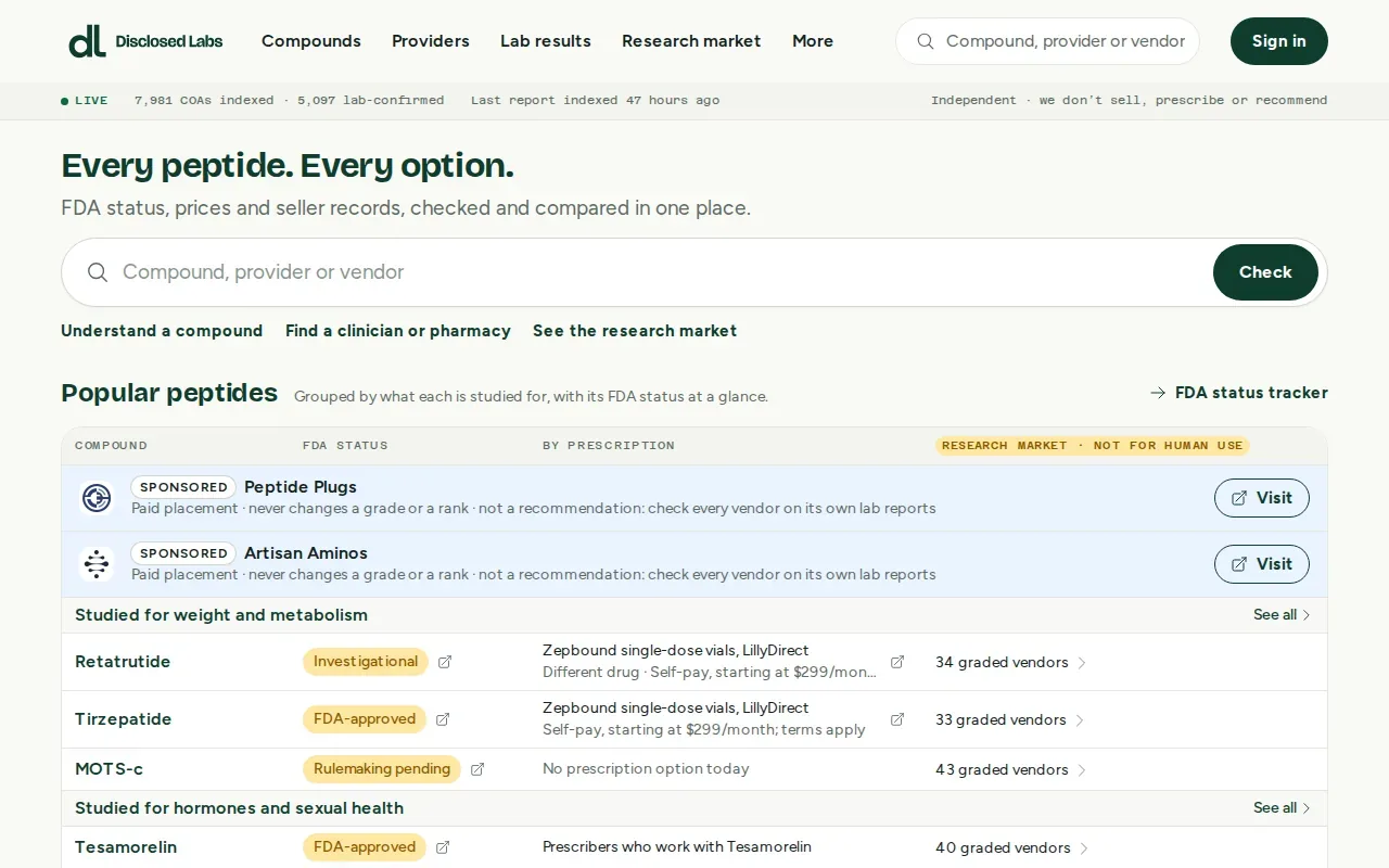 Screenshot of the Disclosed Labs website