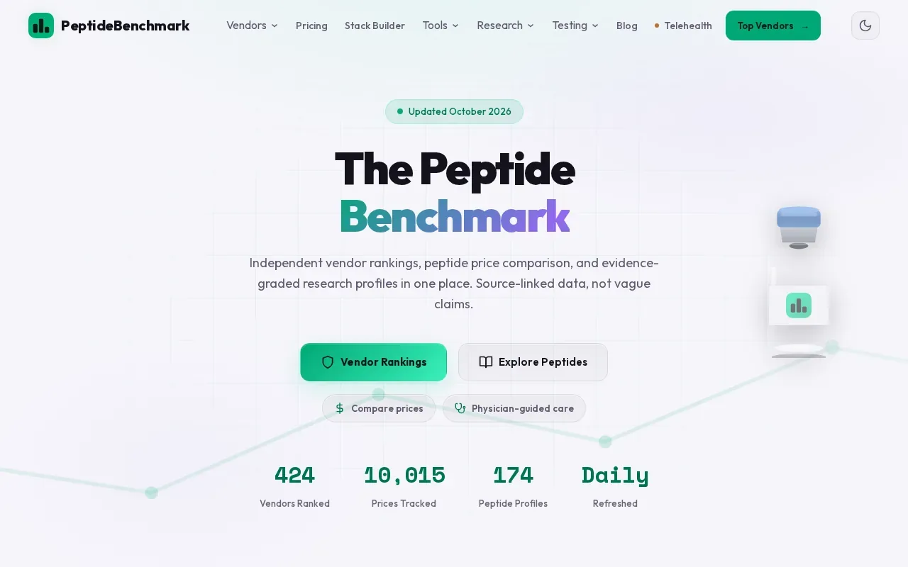 Screenshot of the PeptideBenchmark website