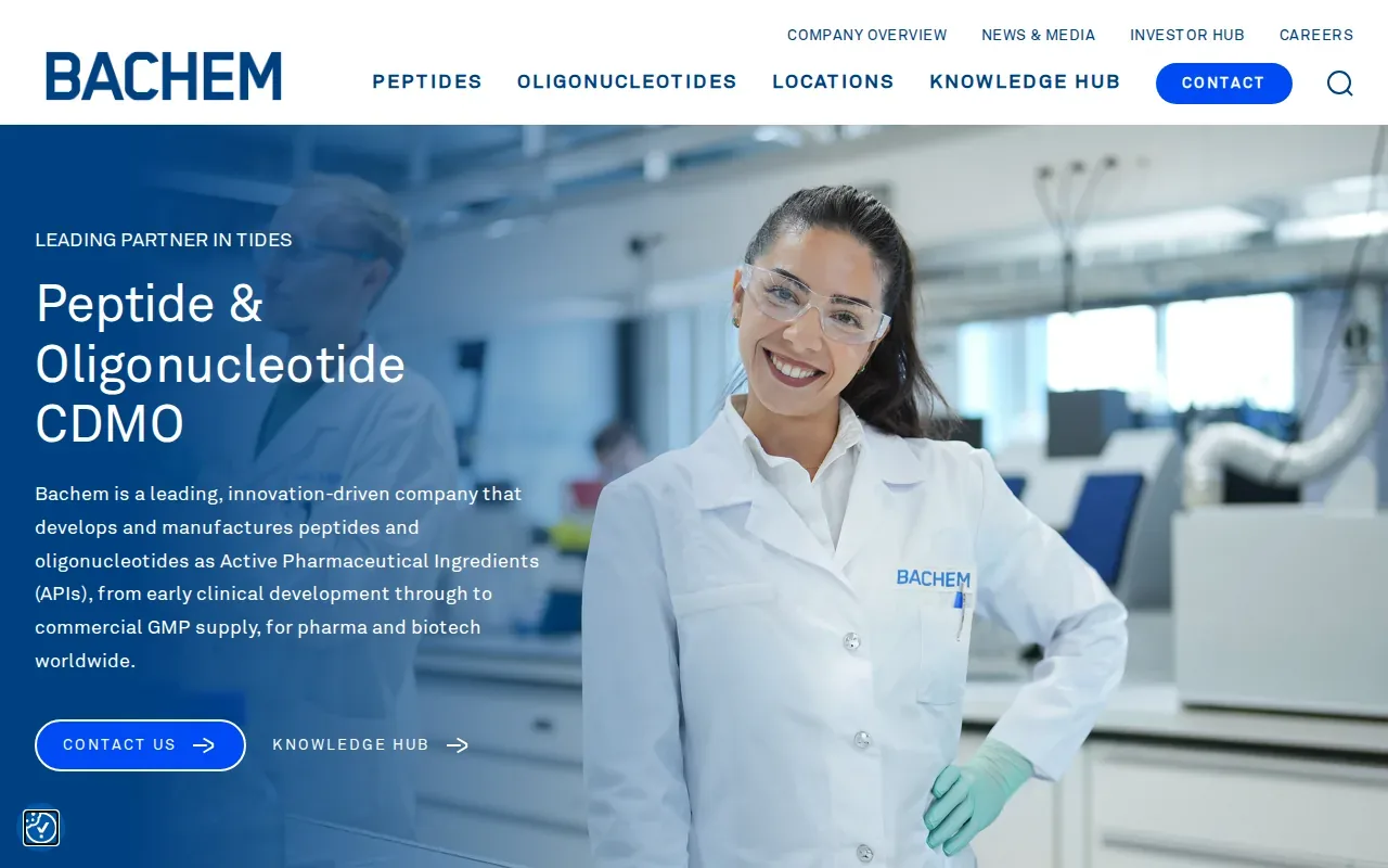 Screenshot of the Bachem website