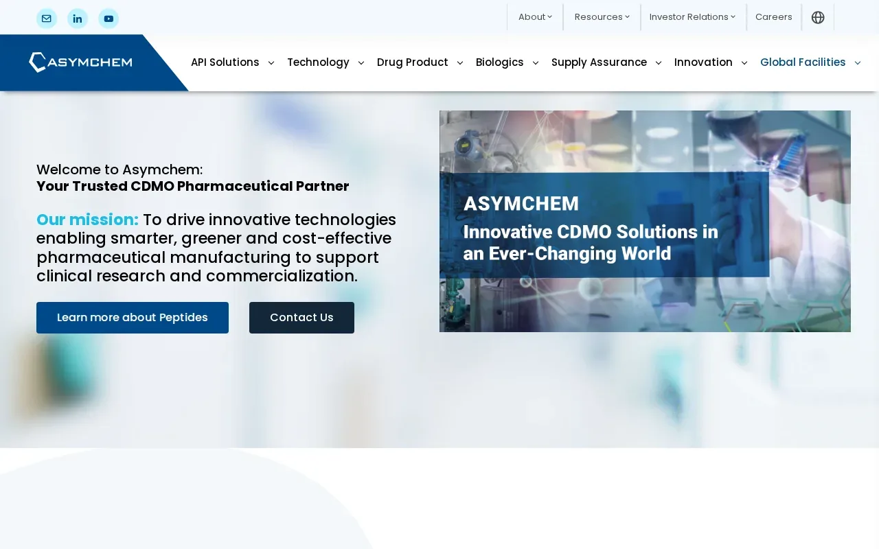 Screenshot of the Asymchem website