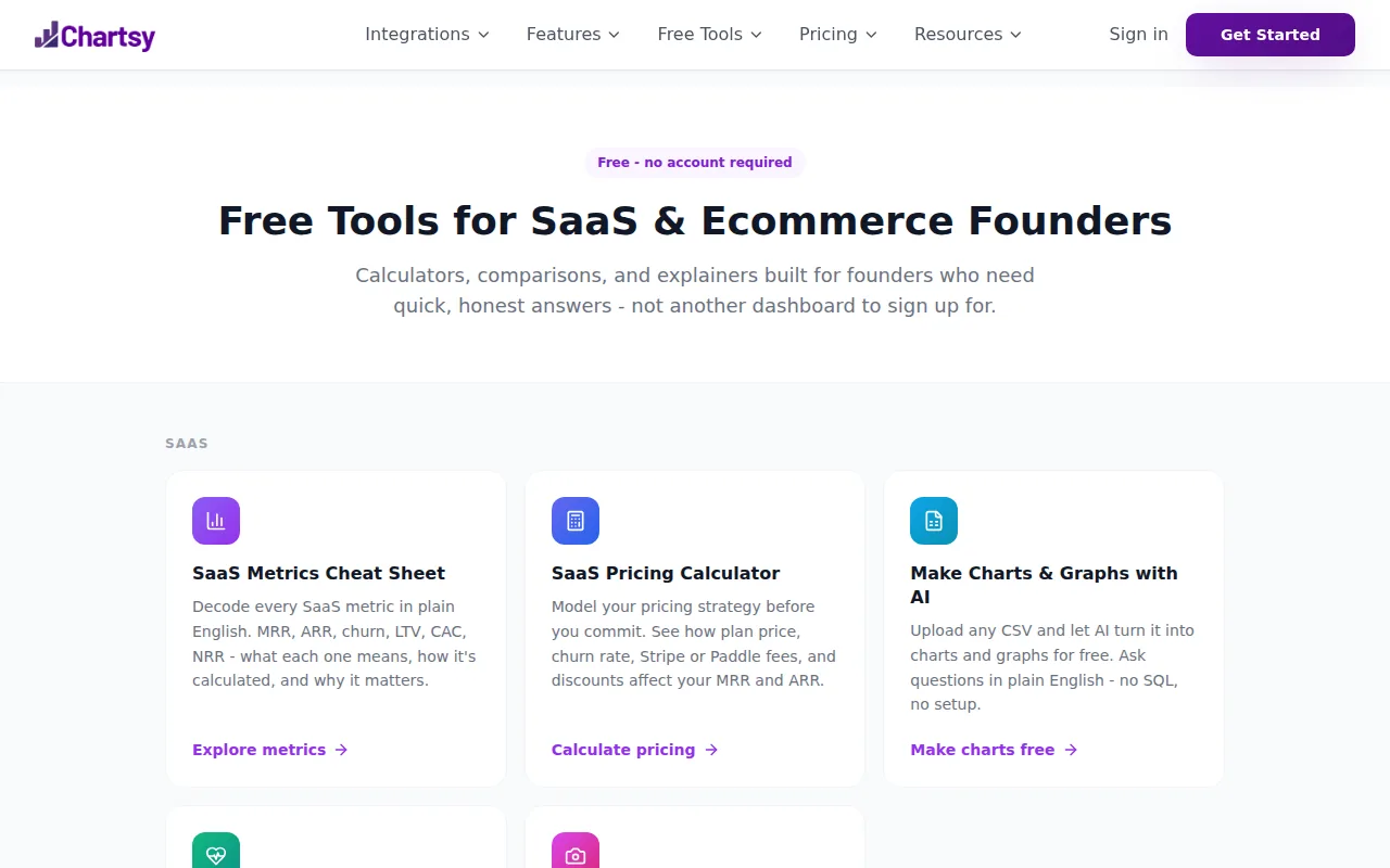 Chartsy: visual reference for 1. Chartsy (Our Top Pick) — AI-Powered Subscription Revenue Analytics