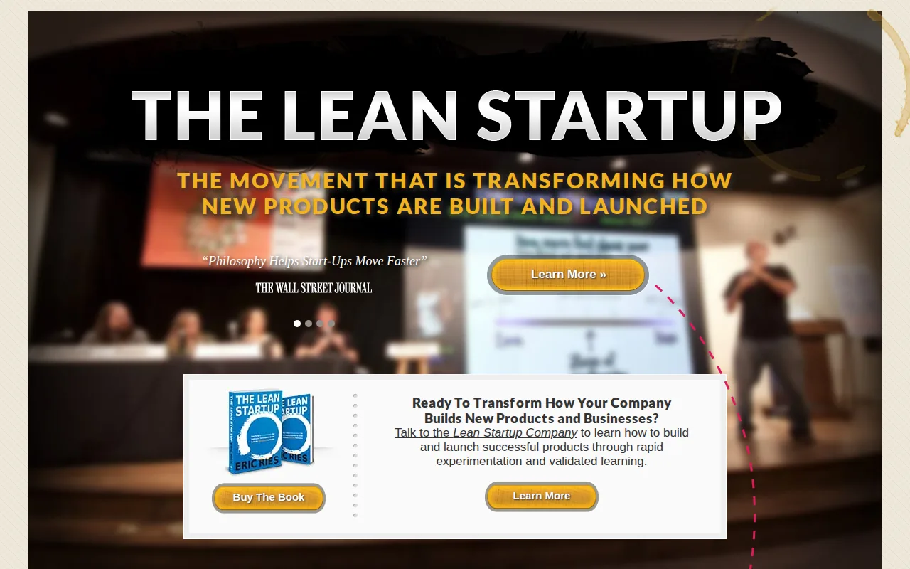 Screenshot of the The Lean Startup by Eric Ries website