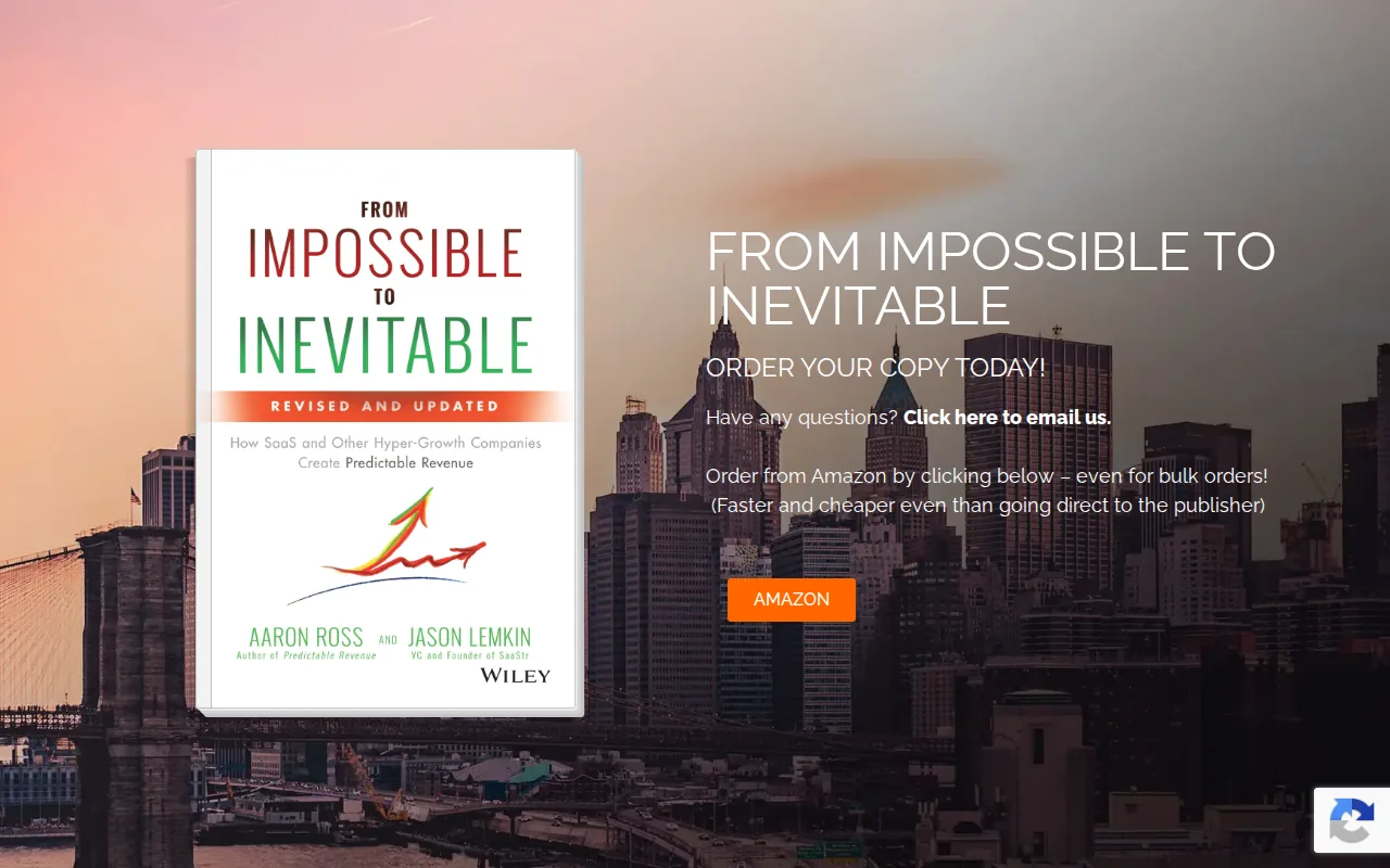 Screenshot of the From Impossible to Inevitable by Aaron Ross and Jason Lemkin website
