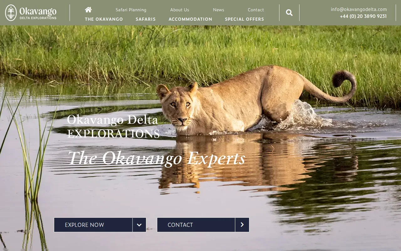 Screenshot of the Okavango Delta website