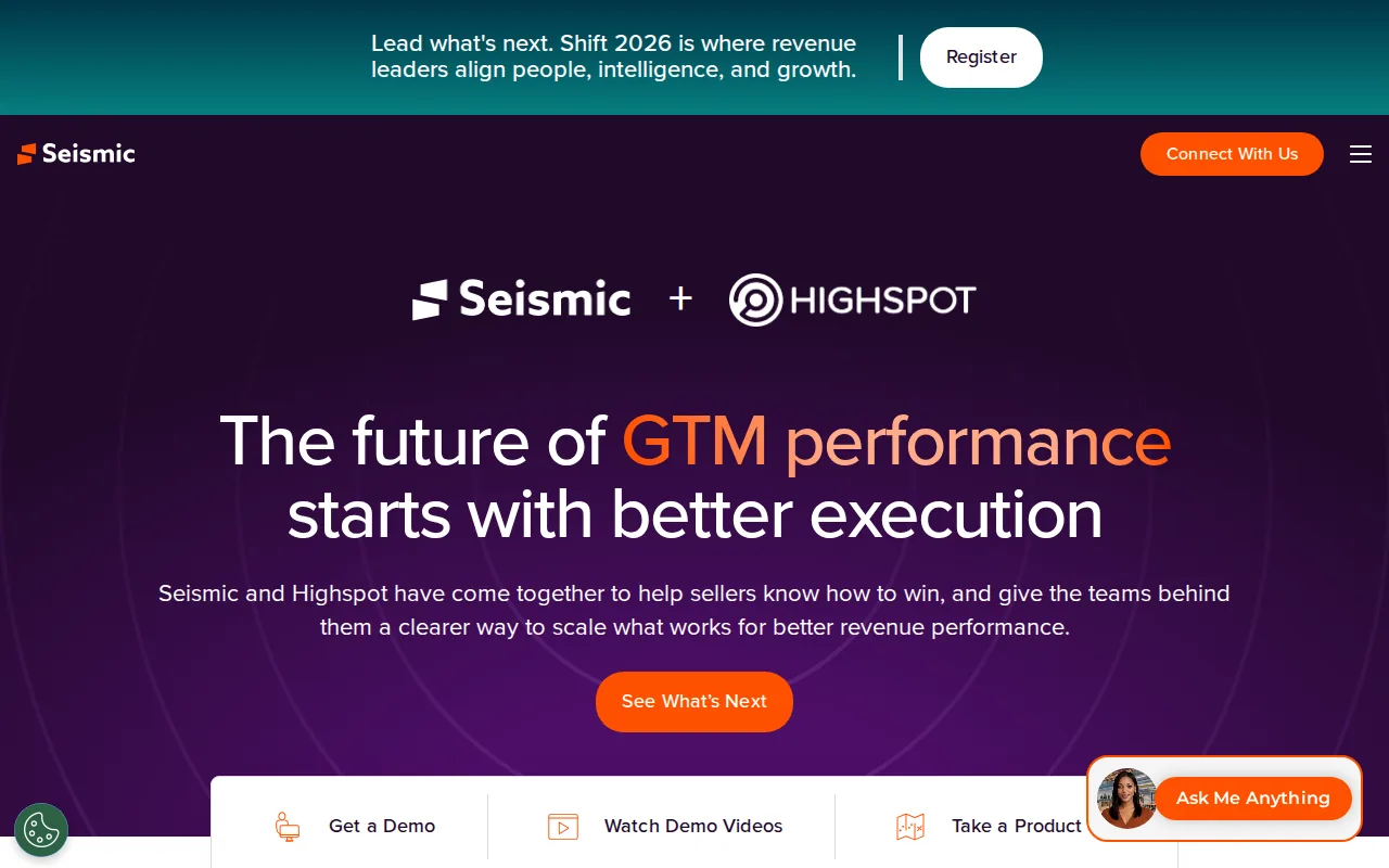 Screenshot of the Seismic website
