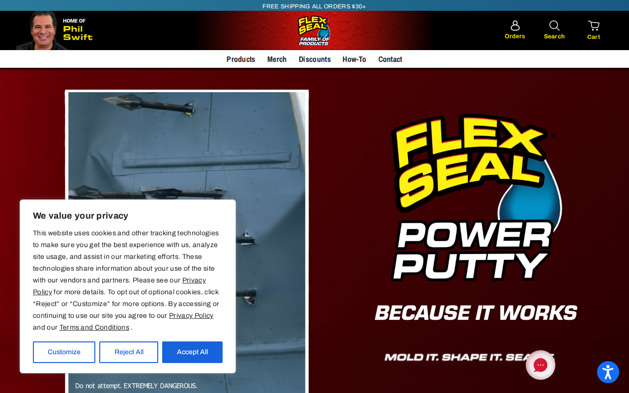 Flex Seal homepage screenshot