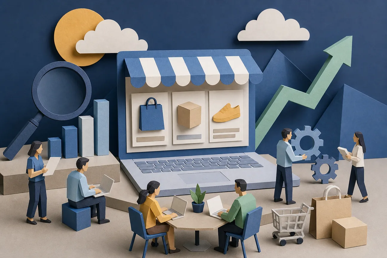 Papercraft illustration of Best SEO Agencies for Ecommerce