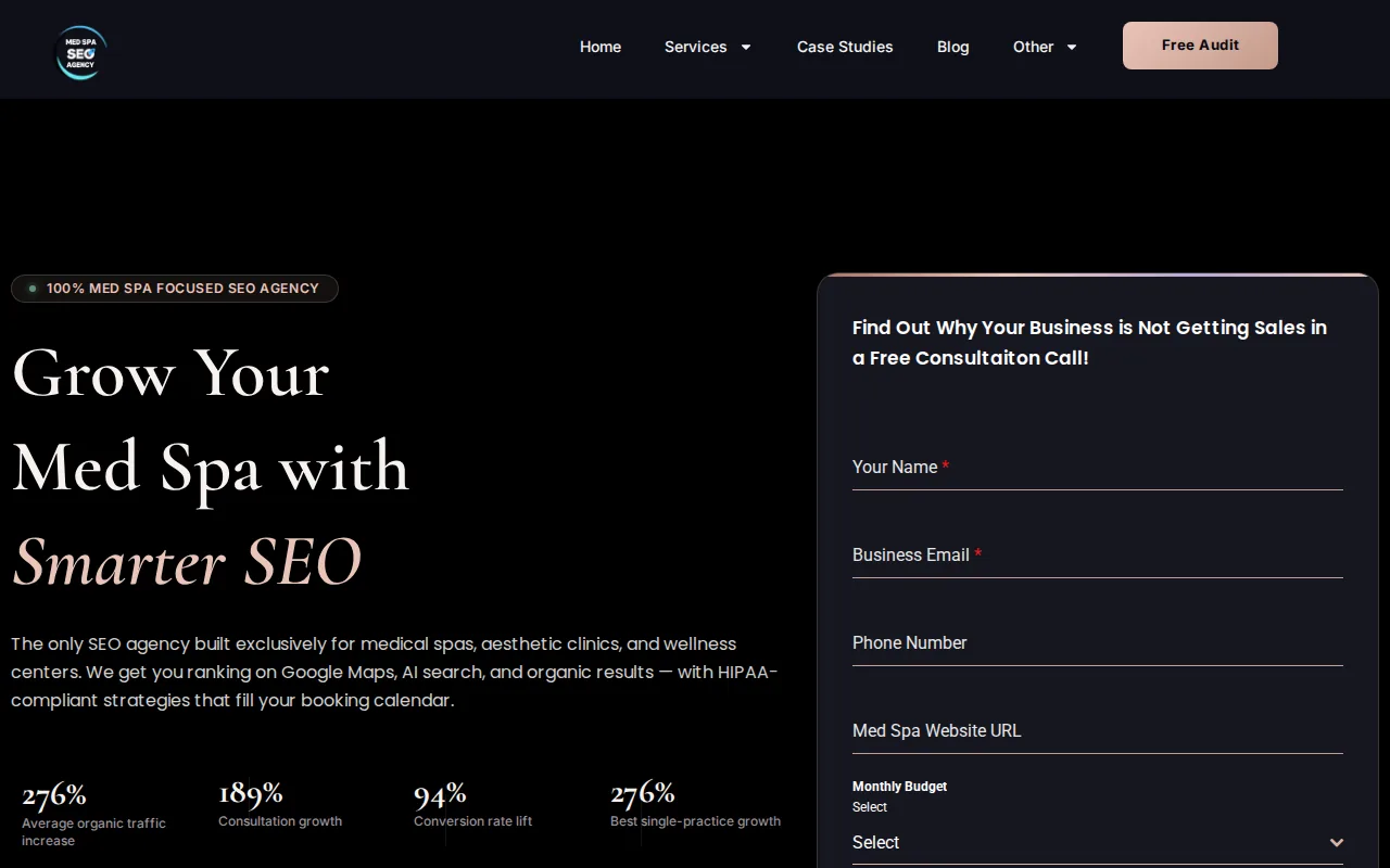 Screenshot of the Med Spa SEO Agency website