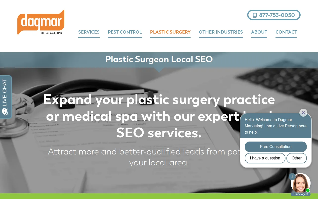 Screenshot of the Dagmar Marketing website