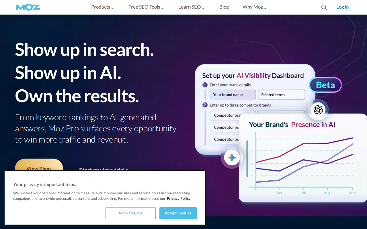 Moz Pro homepage screenshot