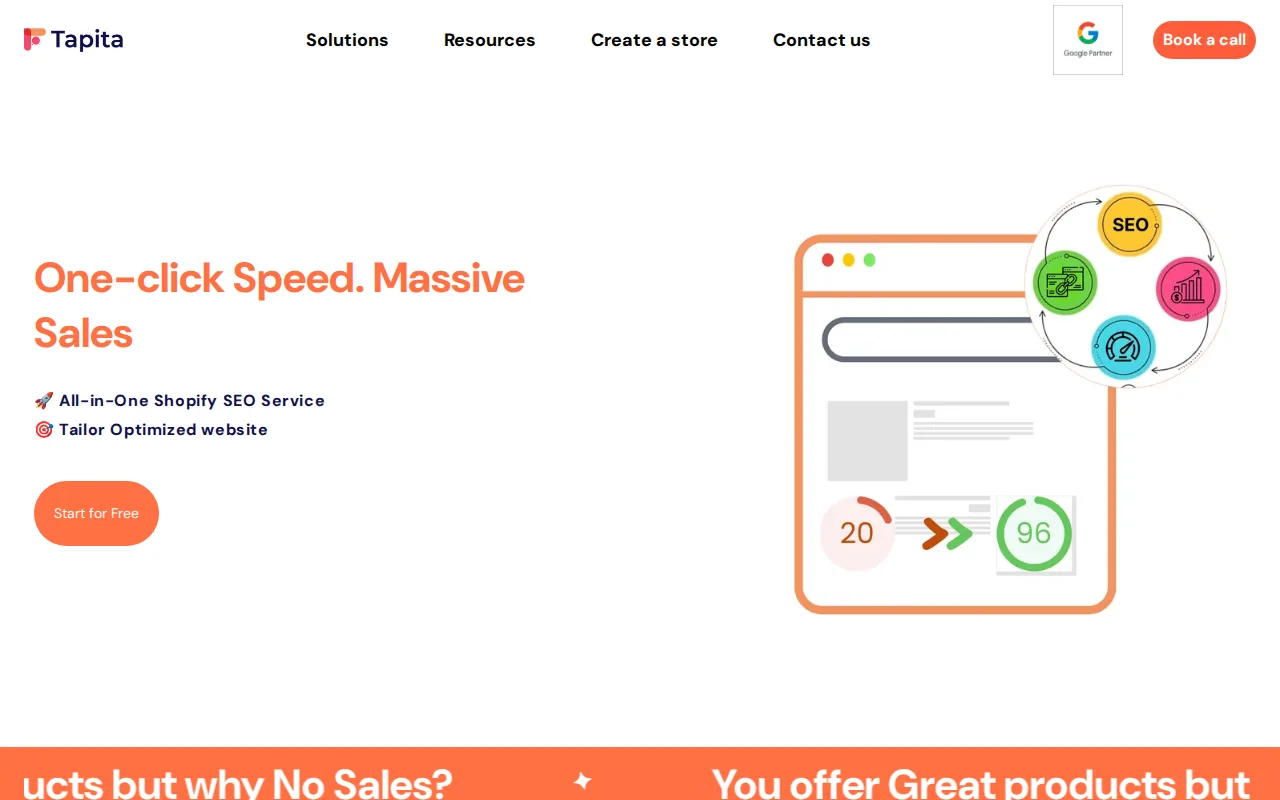 Screenshot of the Tapita website