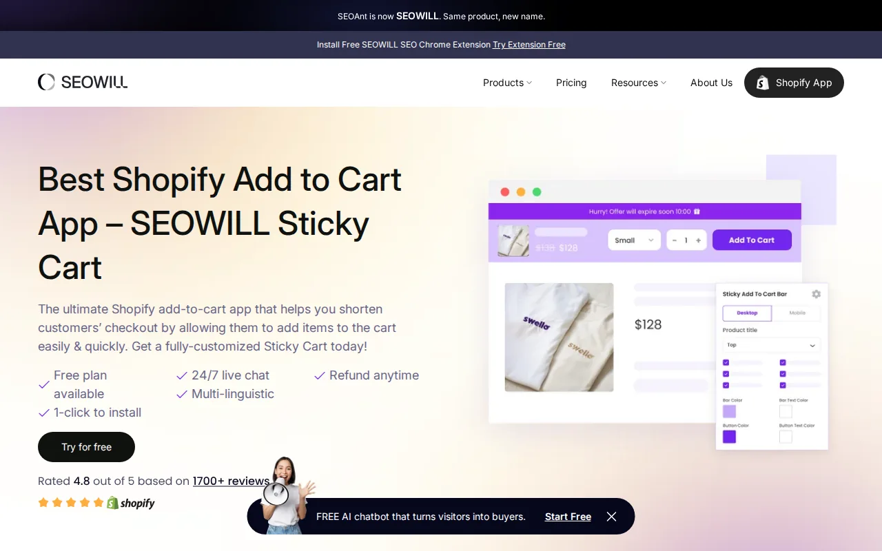 Screenshot of the SEOWILL website