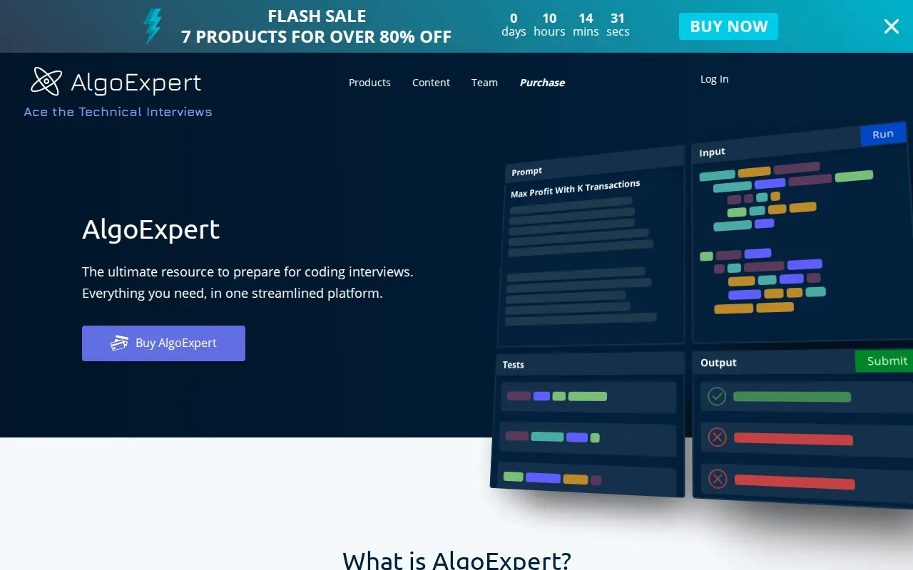 Screenshot of the AlgoExpert website