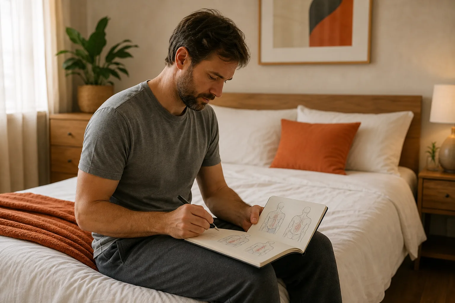 Checking lower back pain before choosing a sleeping position