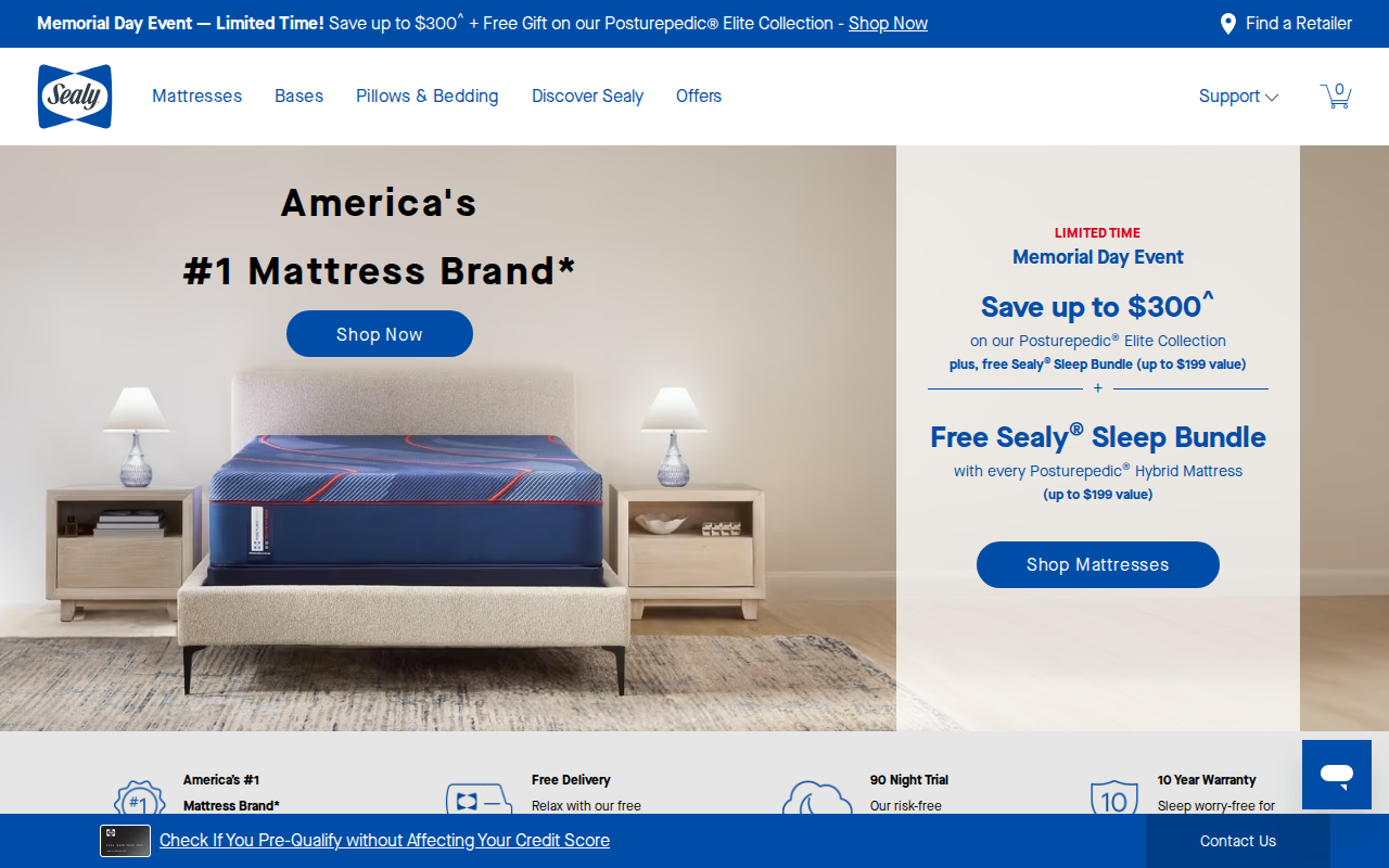 Sealy iFlex Smart Mattress homepage screenshot