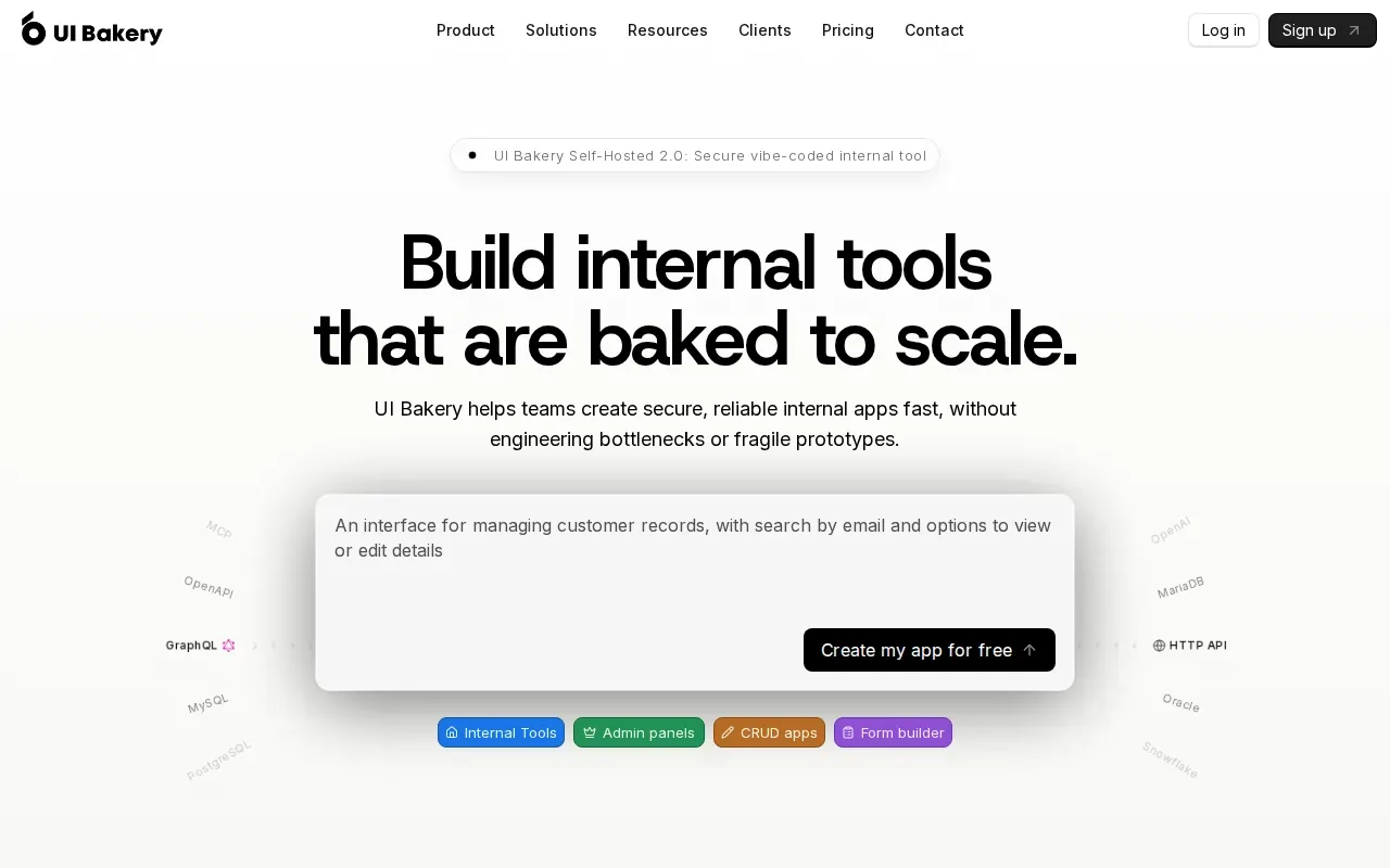 Screenshot of the UI Bakery website