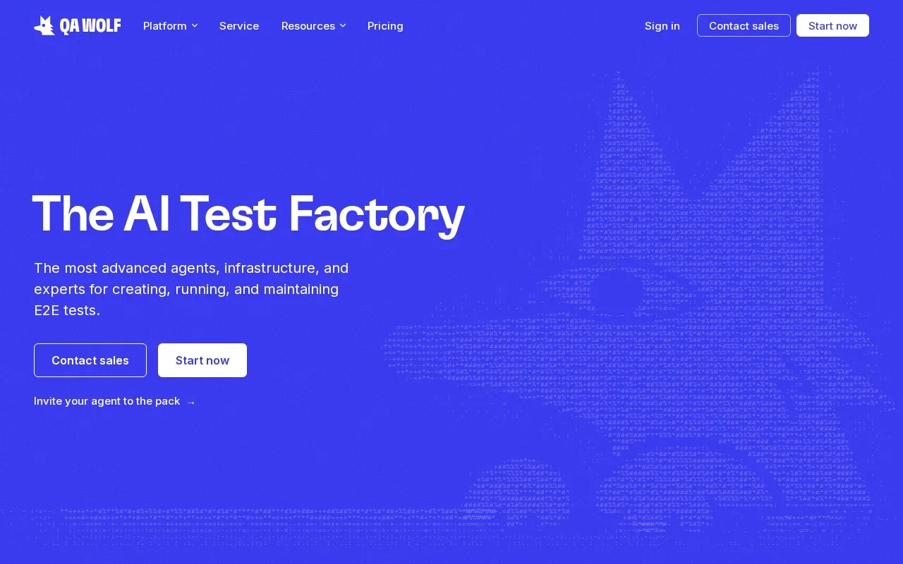 Screenshot of the QA Wolf website