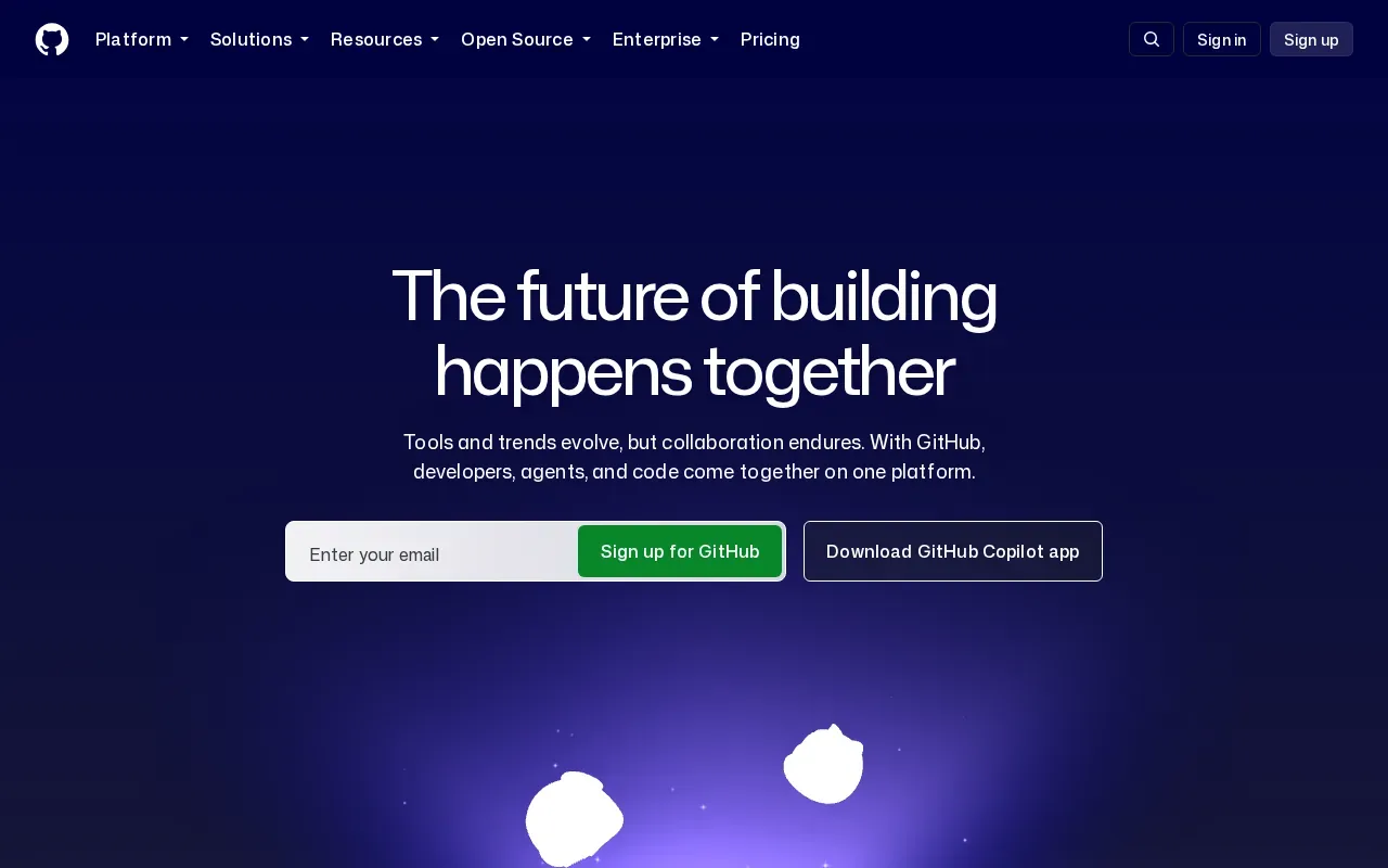 Screenshot of the GitHub website